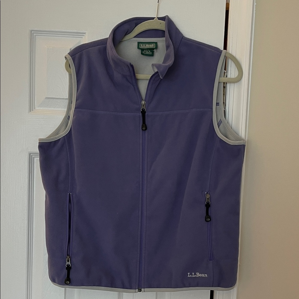 L.L. Bean Lavender & Grey Fleece Vest Large Regular